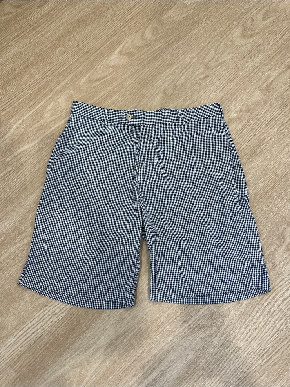 Peter Millar | Men's Navy and White Gingham Cotton Shorts